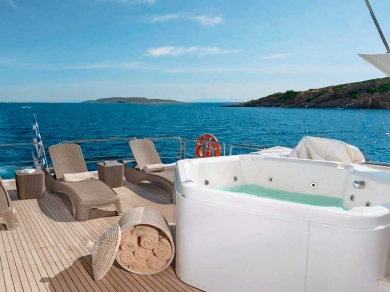 Outdoor Jacuzzi on sun deck.